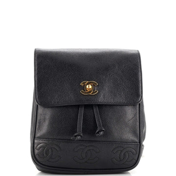 Chanel Vintage Triple Stitched CC Flap Backpack Caviar Small
