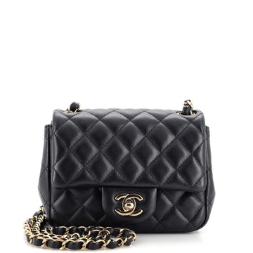 Chanel Square Classic Single Flap Bag Quilted Lambskin Mini