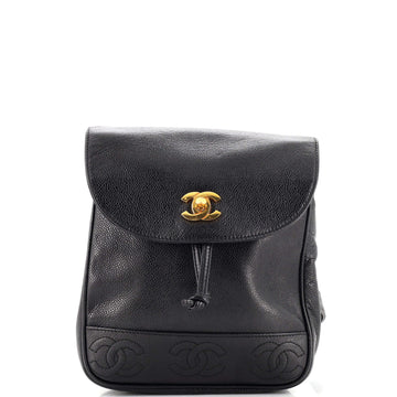 Chanel Vintage Triple Stitched CC Flap Backpack Caviar Small