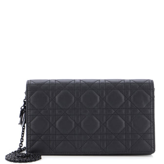Christian Dior Ultra Matte Lady Dior Wallet on Chain Pouch Cannage Quilt Calfskin Long