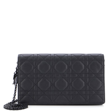 Christian Dior Ultra Matte Lady Dior Wallet on Chain Pouch Cannage Quilt Calfskin Long