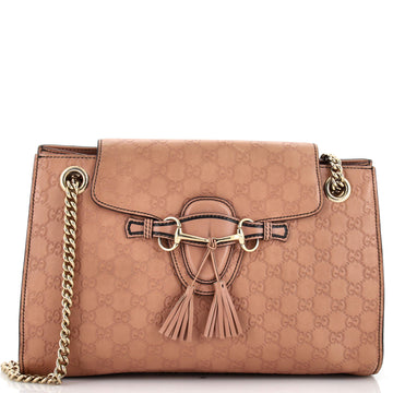 Gucci Emily Chain Flap Shoulder Bag Guccissima Leather Large