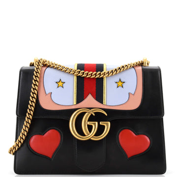 Gucci Web Heart GG Marmont Chain Shoulder Bag Leather Medium