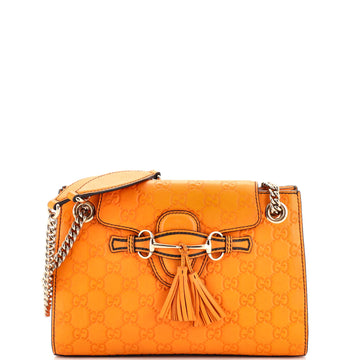 Gucci Emily Chain Flap Shoulder Bag Guccissima Leather Small