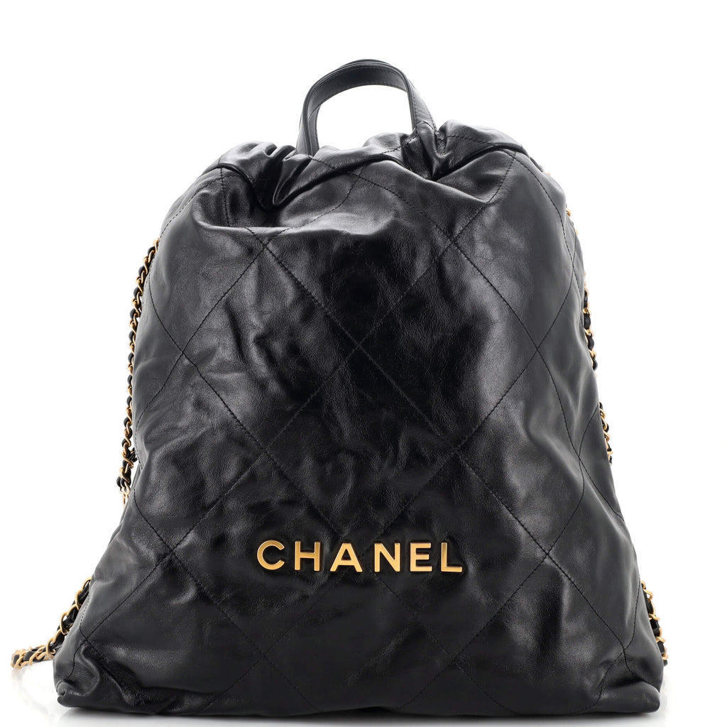 Chanel 22 Chain Backpack Quilted Calfskin Large Black 2181243