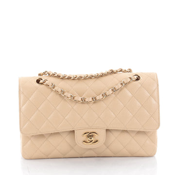Chanel Classic Double Flap Bag Quilted Caviar Medium Nuetral