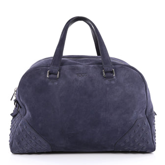 Tod's Convertible Zip Duffle Bag Suede Large Blue 2181601