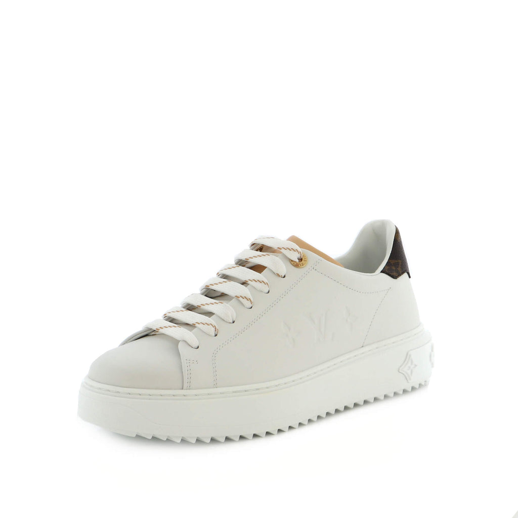 Louis Vuitton Lambskin Embossed Monogram Time Out Sneakers 38 White Used -  BrandConscious Authentics