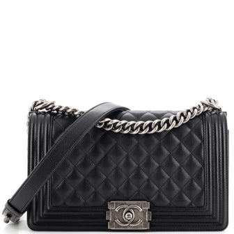 Chanel Boy Flap Bag Quilted Caviar Old Medium