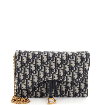 Christian Dior Saddle Chain Clutch Oblique Canvas