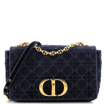 Christian Dior Caro Bag Cannage Embroidered Velvet Medium