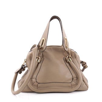 Chloe Paraty Top Handle Bag Leather Small Neutral 2182002