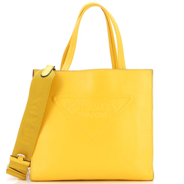 Prada Logo Drill Tote Leather Small