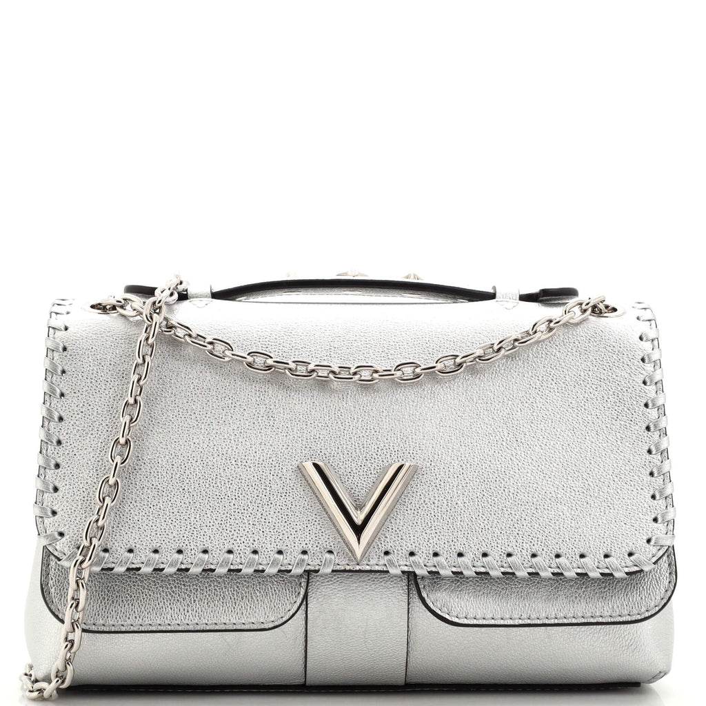 Louis Vuitton Very Chain Bag Whipstitch Leather Silver