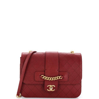 Chanel Front Chain Flap Bag Quilted Sheepskin Medium