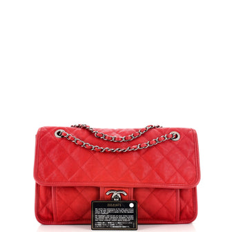 Chanel French Riviera Flap Bag Quilted Caviar Large