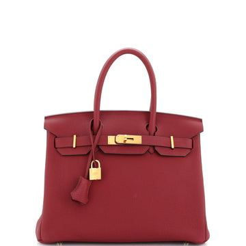 Hermes Birkin Handbag Red Togo with Gold Hardware 30