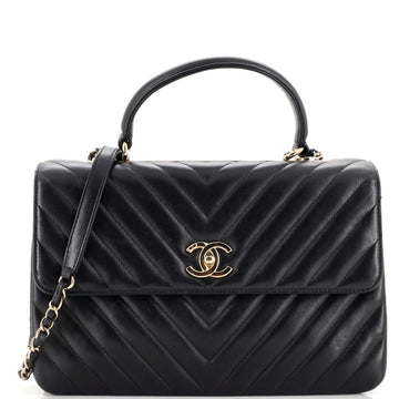 Chanel Trendy CC Top Handle Bag Chevron Lambskin Medium