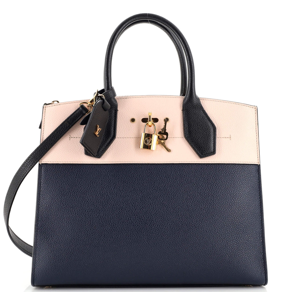 Louis Vuitton City Steamer Handbag Leather MM Blue 218235223