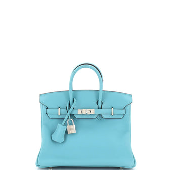 Hermes Birkin Handbag Blue Swift with Palladium Hardware 25