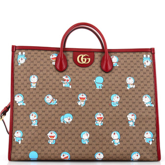 Gucci Doraemon Tote Printed Mini GG Coated Canvas Large