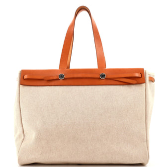 Hermes Herbag Cabas Toile and Leather MM