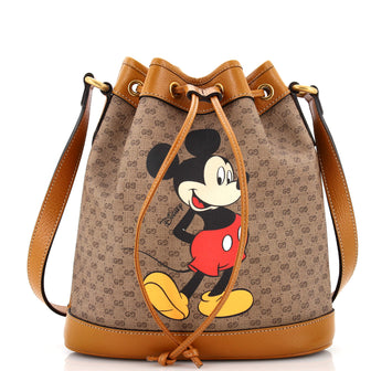 Gucci Disney Mickey Mouse Bucket Bag Printed Mini GG Coated Canvas