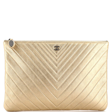 Chanel O Case Clutch Chevron Calfskin Large