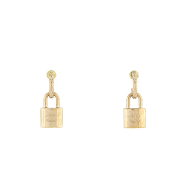 Chanel CC Padlock Hoop Earrings Metal