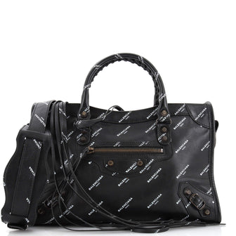 Balenciaga Logo City Classic Studs Bag Leather Small