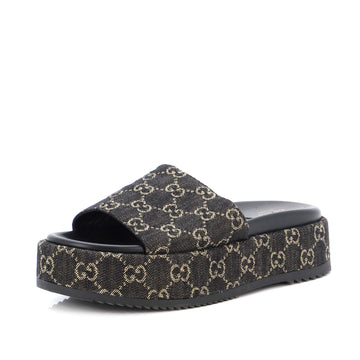 Gucci Women's Angelina Platform Slide Sandals GG Denim