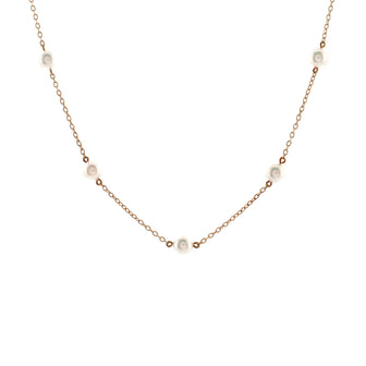 Mikimoto Pearl Station Necklace 18K Yellow Gold with Cultured Pearls