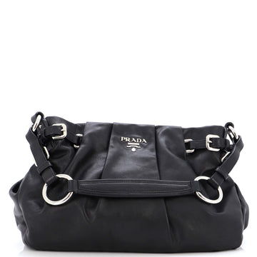 Prada Buckle Pleated Shoulder Bag Soft Calf Medium