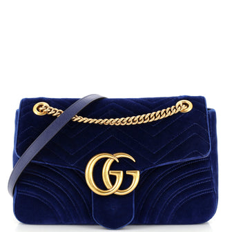 Gucci GG Marmont Flap Bag Matelasse Velvet Medium