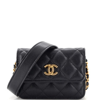 Chanel Twist Your Buttons Flap Coin Purse with Chain Quilted Shiny