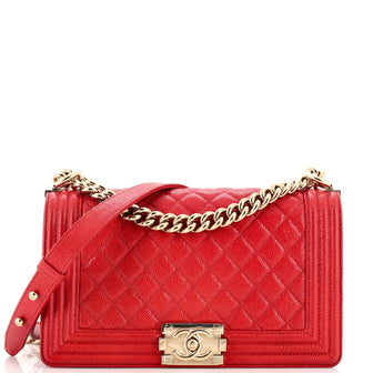 Chanel Boy Flap Bag Quilted Caviar Old Medium