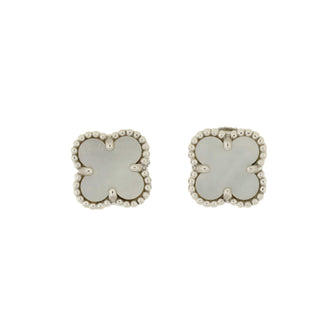 Van Cleef & Arpels Sweet Alhambra Stud Earrings 18K White Gold and Mother of Pearl