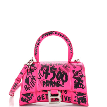 Balenciaga Graffiti Hourglass Top Handle Bag Leather XS
