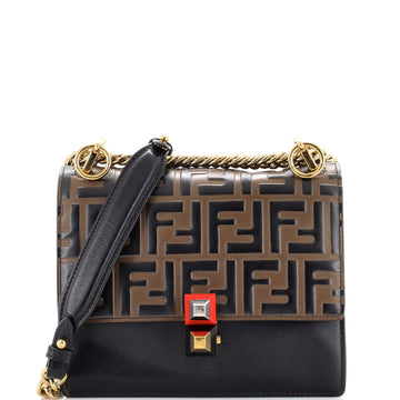 Fendi Kan I Bag Zucca Embossed Leather Small