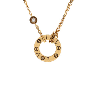 Cartier 2 Diamonds Love Pendant Necklace 18K Yellow Gold and Diamonds