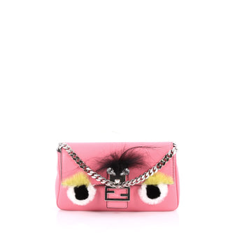 Fendi Monster Baguette Leather and Fur Micro Pink 2184301