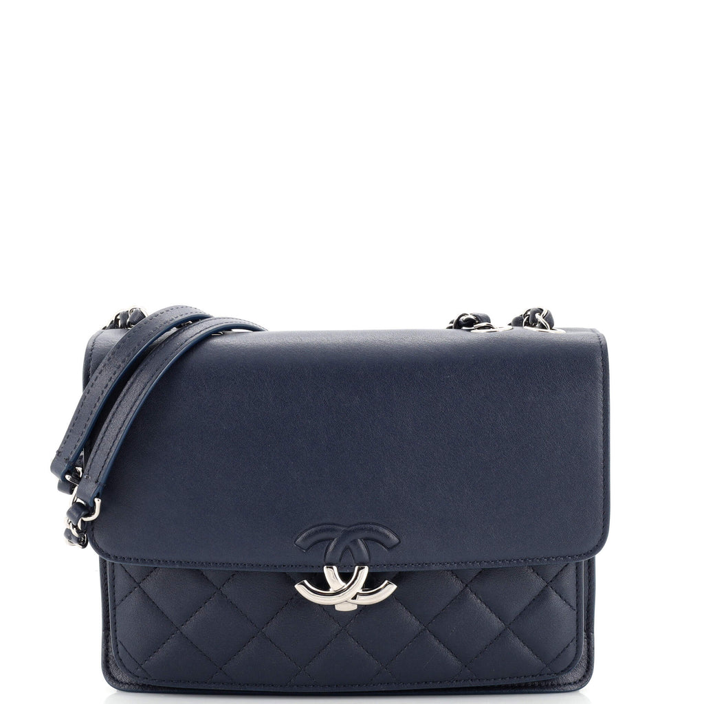 Chanel CC Box Flap Bag Quilted Calfskin Small Blue 2184431