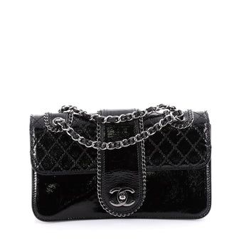 Chanel Madison Flap Bag Quilted Patent Medium Black