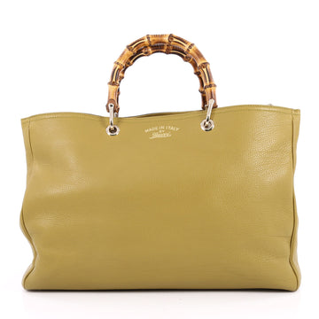 Gucci Bamboo Shopper Tote Leather Large Green 2184902