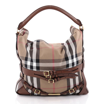  Burberry Bridle Gosford Hobo House Check Canvas Medium Brown 2184903