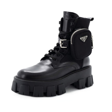Prada Monolith Combat Boots Leather and Nylon
