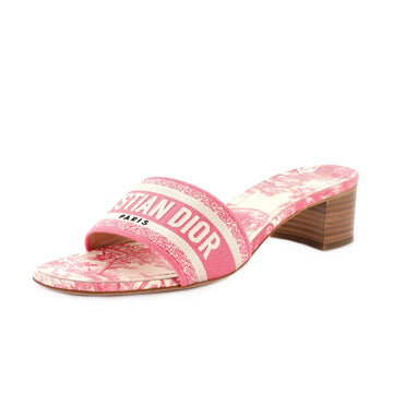 Christian Dior Women's Dway Block Heeled Sandals Embroidered Canvas