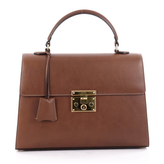 Gucci Padlock Top Handle Bag Leather Medium Brown 2185102