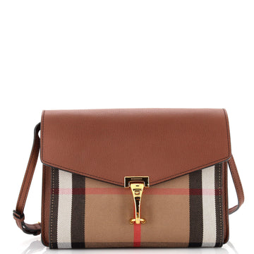 Burberry Macken Crossbody Bag Leather and House Check Canvas Small