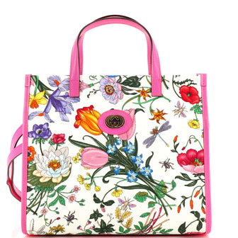 Gucci Convertible Open Tote Flora Canvas Medium